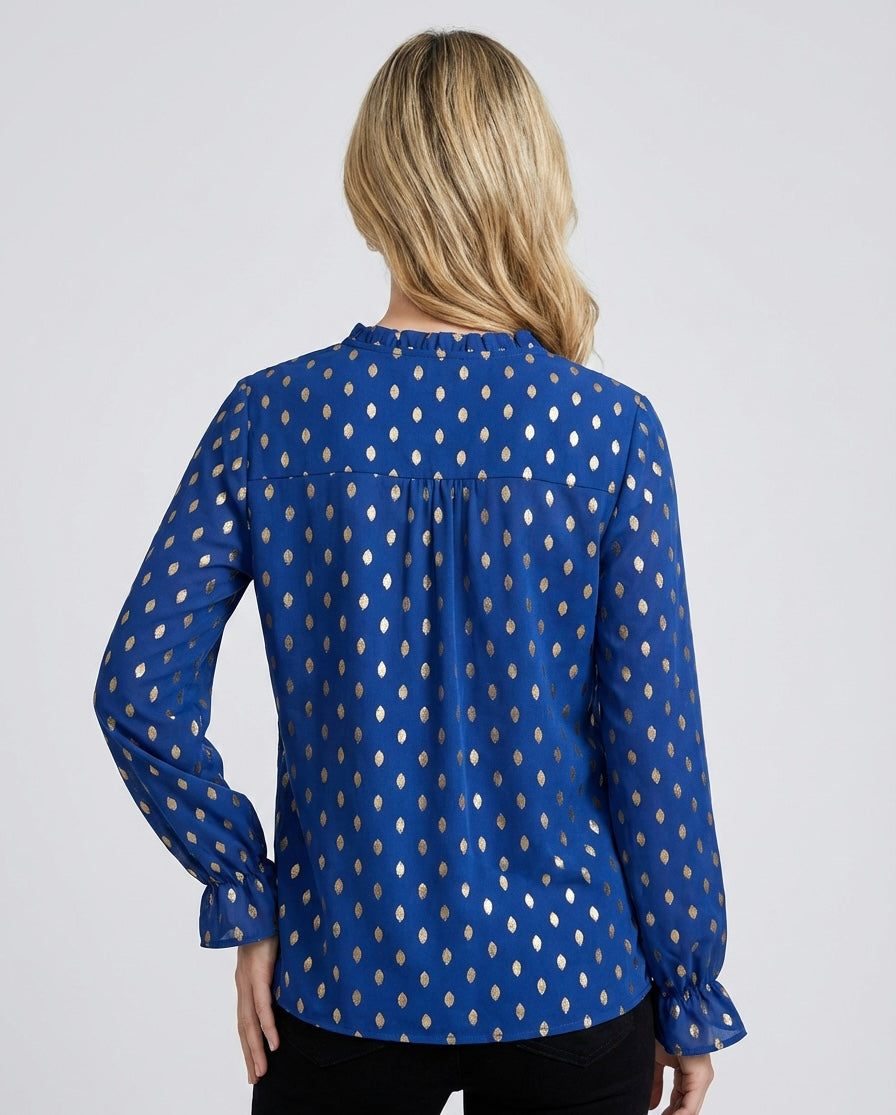Womens V-Neck Elegant Lace Blouse (Size S) -