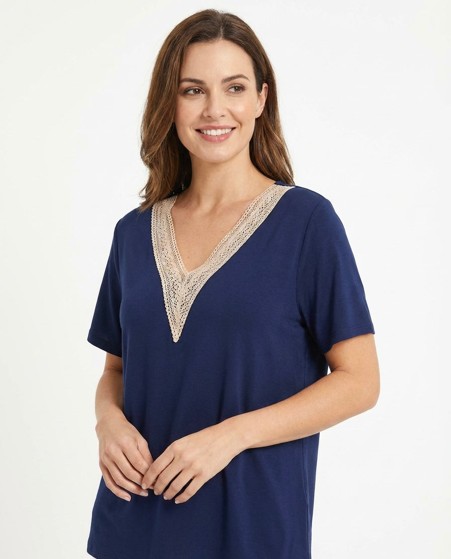 Navy blue woman top