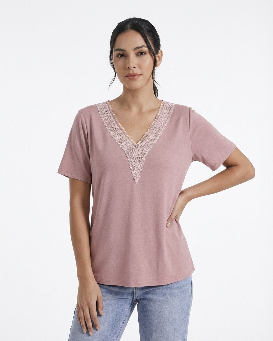 Woman stylish  V- neck short sleeve