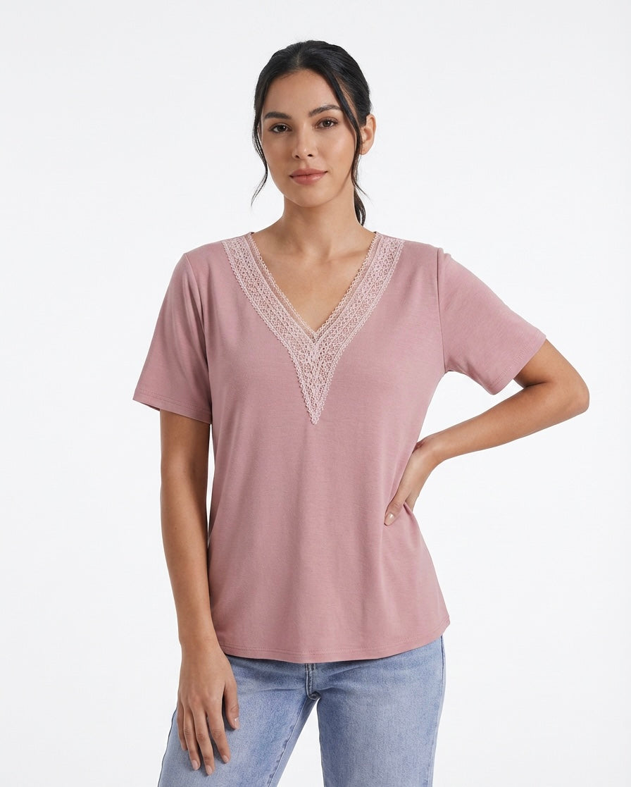 Woman stylish  V- neck short sleeve